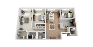 Floor Plan Layout for 3 Bedroom 2 Bathroom Apartment for Rent at The Falls at Roland Park in Baltimore, Maryland
