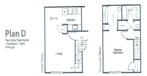 Two-Story Townhome, 1 Bedroom 1 Bathroom