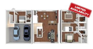 3 Bedroom Floor Plan | apartments near florida atlantic university | Vie Villas at Boca Raton