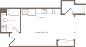 427 square foot studio one bath floor plan image