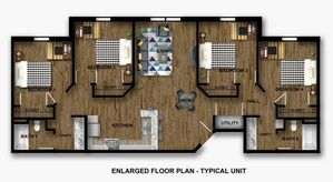 Well-designed floor plan showcasing 4 bedrooms, an inviting living area, and a modern kitchen.