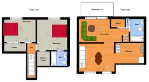2 Bed Townhome Floor Plan