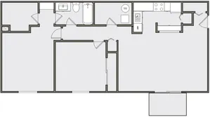 2 bedroom 1 bath floor plan