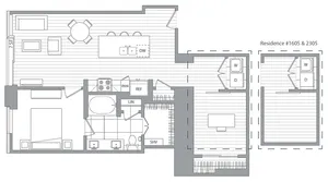 P / 1 Bedroom / 1 Bath / Study