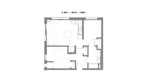 2 Bed / 1 Bath - 736 SF
