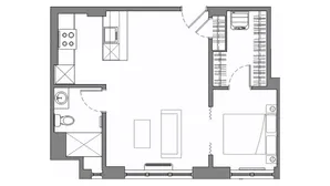 Sm One Bedroom with Island