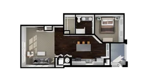 one bedroom and one bathroom apartment with 855 SF of space for rent Dublin Ohio