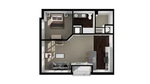 one bedroom and one bathroom apartment with 755 SF of space apartment for rent Dublin Ohio