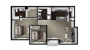 two bedroom and two bathroom apartment with 1,081 SF of space apartment for rent Dublin Ohio