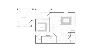 Coral Floorplan, 1 Bedroom 1 Bath, 703 Square Feet