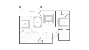 Marina Floorplan, 2 Bedroom 2 Bathroom, 1043 Square Feet