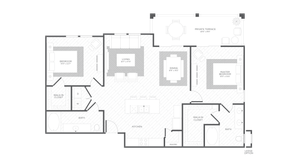Sand Dollar Floorplan, 2 Bedroom 2 Bathroom, 1249 Square Feet