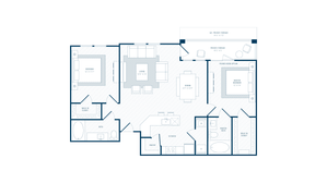 2 Bedroom Floor Plan | Apartments In Farmers Branch TX | Luxe at Mercer Crossing
