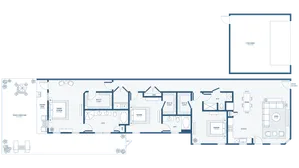 Elegant floor plan showcasing 3 bedrooms, spacious living room, modern kitchen, 2 bathrooms, and 2-car garage, with private fenced yard and covered patio.
