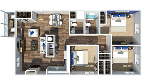 Three Bedroom | One + 1/2 Bathroom Floorplan