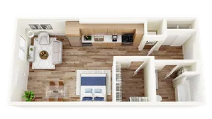 Studio floor plan image is for information purposes and may vary with availability.