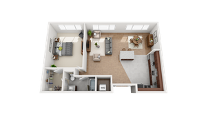 Floor Plan Layout for 1 Bedroom 1 Bathroom Apartment at The Falls at Roland park
