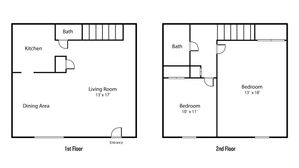 2 bedroom townhome floor plan at hampshire place