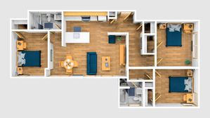 Three Bedroom Furnished 3D View