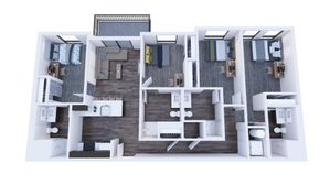 Republic on Main in Moscow, ID 4x4 Balcony floorplan
