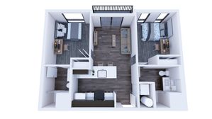 Republic on Main 2x2 A Balcony floorplan in Moscow, ID
