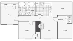 Floor Plan Layout | ReNew Fairmont Park Apartment Homes for Rent in Midland TX 79707