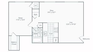 renew springfield arlington floorplan 1-bed