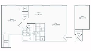 renew springfield arlington floorplan 1-bed den