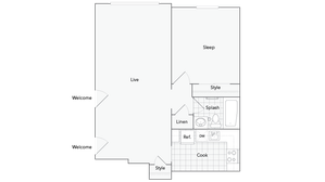 Allentown 1-Bedroom Floorplan