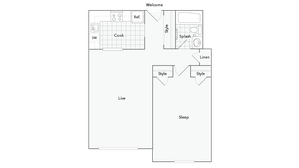 Albany 1-Bedroom Floorplan