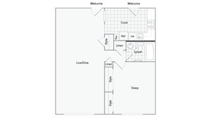 Apex 1-Bedroom Floorplan