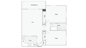 Bethesda 2-Bedroom Floorplan