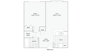 Walden | 1-Bedroom Floorplan