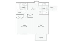 Kellogg | 1-Bedroom Floorplan