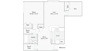 Reed | 1-Bedroom Floorplan