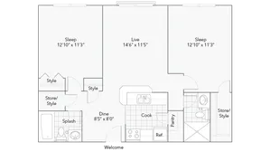 Grand | 2-Bedroom Floorplan