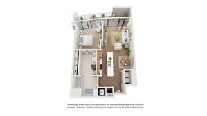 1 BR x 1 BA Flat - A Floorplan | Arrive Upper Kirby in Houston