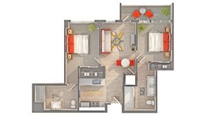 Plan B4 2-Bedroom Floorplan