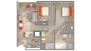 Plan B6 2-Bedroom Floorplan