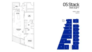 1Bed+den - 995 Sq Ft