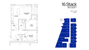1Bed + Den - 815 Sq Ft