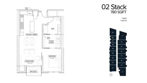 1 Bed - 780 Sq Ft