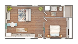 Oak | 1-Bedroom Floorplan