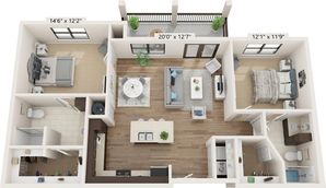 B3 | 2x2 | 1120sq ft
