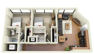 2 Bedroom Floor Plan | apartments near howard university | Vie at University Towers