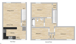 3 Bed/1 Bath Floor Plan