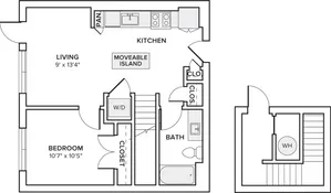 756 square foot one bedroom one bath floor plan image
