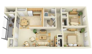 2 Bedroom 1 Bathroom Large with Porch