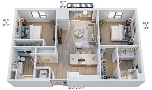C1 | 2x2 | 968 sq ft