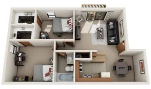 Two Bedroom, One Bath